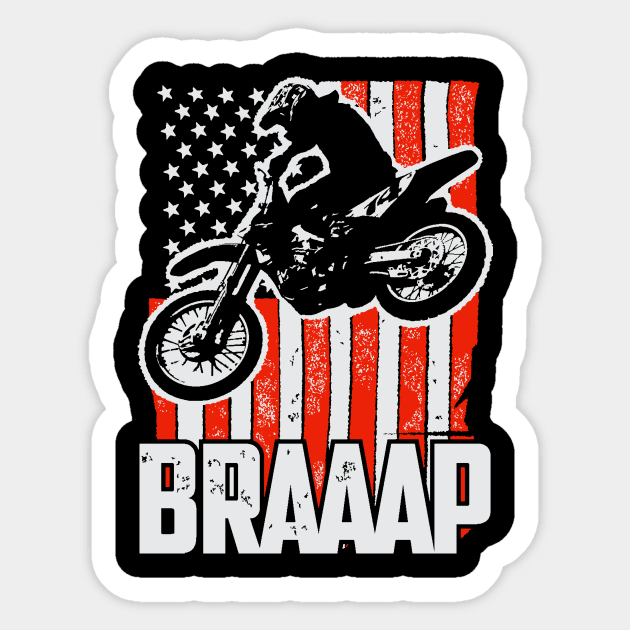 Dirt bike Motocross t-shirt Braaap American flag Sticker by TBA Design